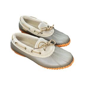 JBU Jambu Gwen Weather Ready Women Duck Shoes Grey Orange Faux Fur Lined 8